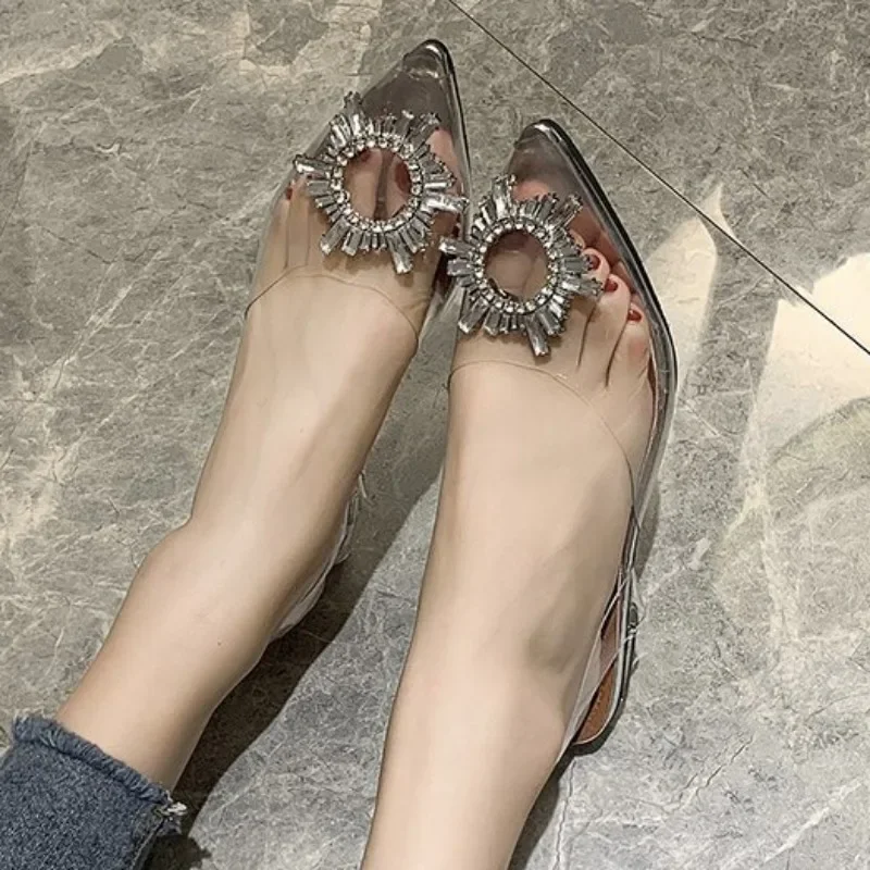 2024 New Spring and Autumn Fashion New Sexy Banquet Transparent Comfortable Crystal Women\'s High Heels Zapatos Mujer