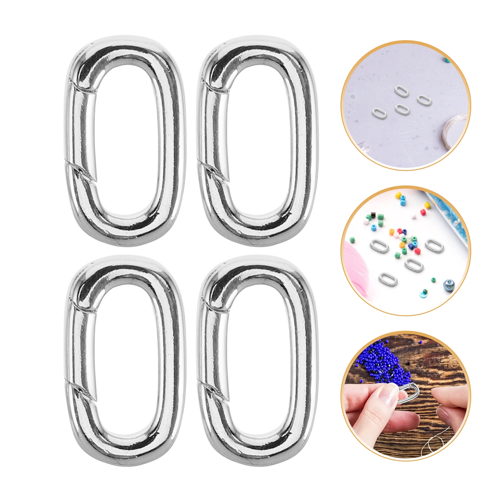 

4pcs Jewelry Connector Clasps Oval Necklace Bracelet Shortener Sturdy Durable Diy Making Supplies For Daily Wear Party Fashion