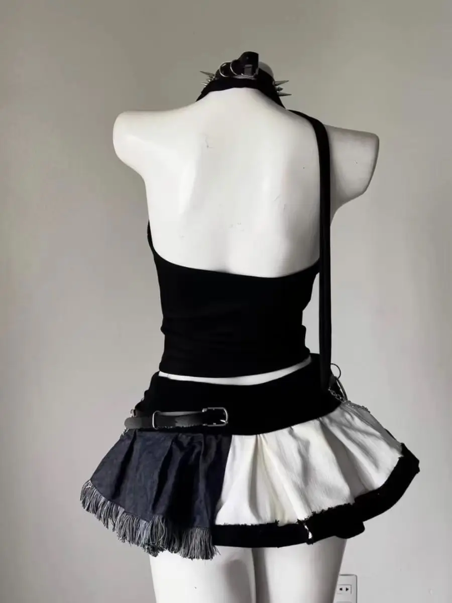 Star Y2K Spaghetti Strap Slim Fit Off Spalla Halter Skull Hotsweet Body Sling Sexy Backless Corsetto Donna Abbigliamento 2025