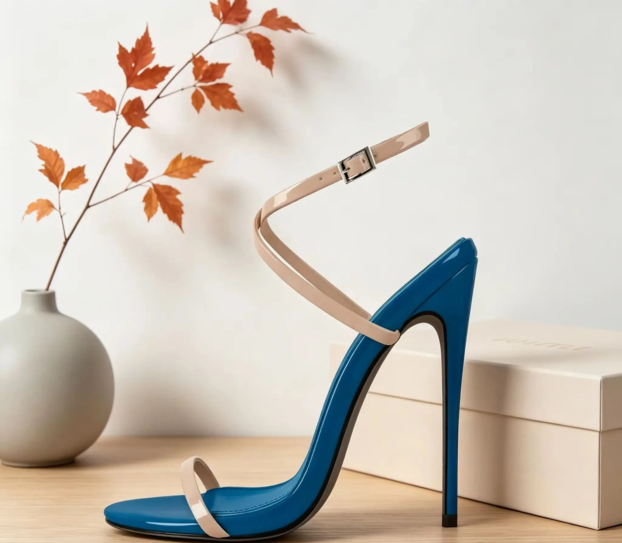 Two Tone Thin Strap Women High Thin Heel Pump Sandals Open Square Toe Buckle Ankle Elegant Summer Date Daily Party Fashion Shoes