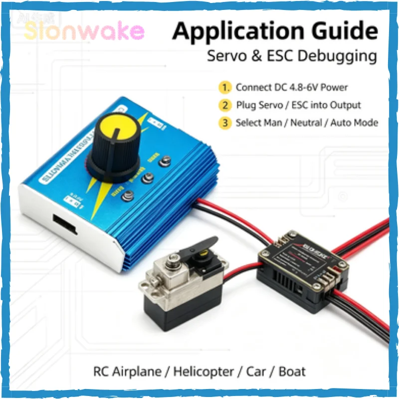 SLONWAKE Servo Tester CCPM Servo Consistency Master 3CH ESC Speed Controller Checker DC4.8-6V 3 Modes For RC Helicopter Airplane