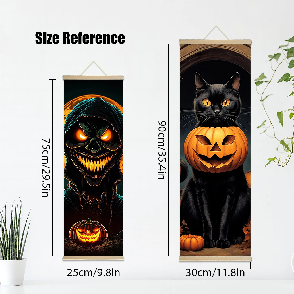 Halloween jack o'lantern Poste Outdoor posters   Scroll Canvas Wall Hanging Painting Home Decor Anime Wall Art Room Decoration