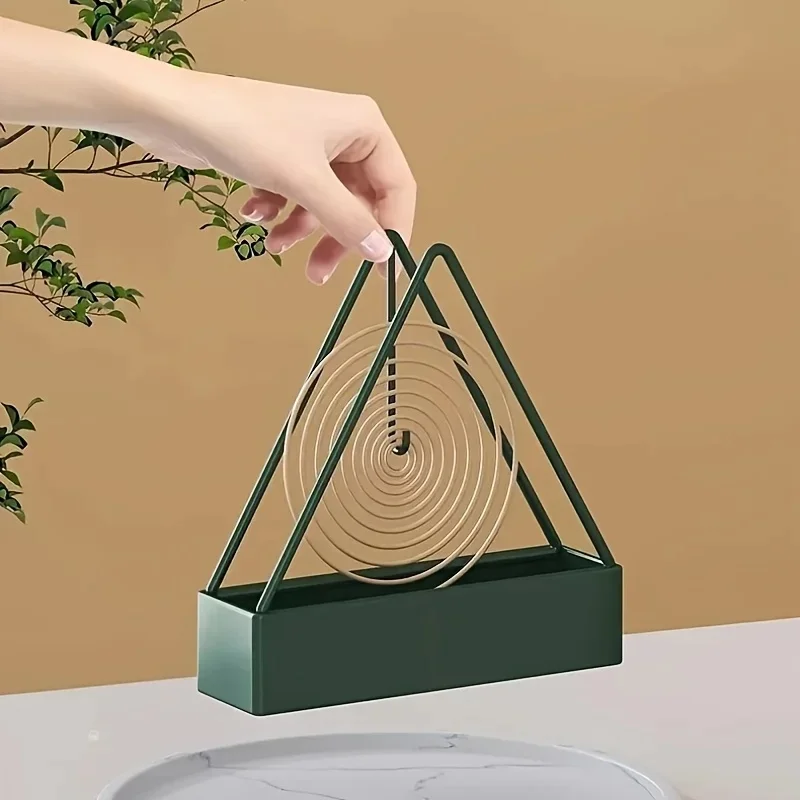 Triangular Incense Holder Mosquito-Repellent Household Vertical Design with Dust Collect Base Simple Burned Incense Stand