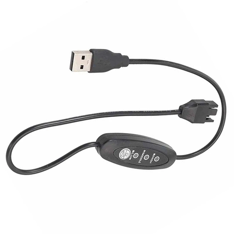 Kabel kipas Boost USB ke 12V, kabel kipas Boost USB ke 4 Pin dapat disesuaikan, 3 gir kecepatan dapat disesuaikan, kabel kipas sasis USB ke 12V