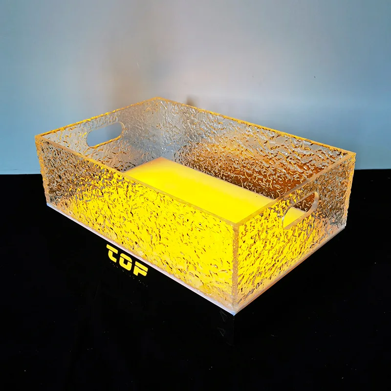 

Bar ktv ice pattern luminous ice bucket led charging transparent acrylic champagne red wine rack ice cube bucket soda bucket