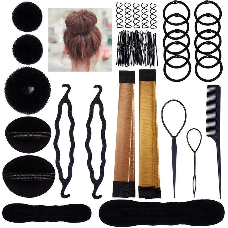 Multi-style Hair Styling Tools Set DIY Hair Braider Tools Magic Donut Bun Maker Braider Twist Headwear Clips Hair Accessories