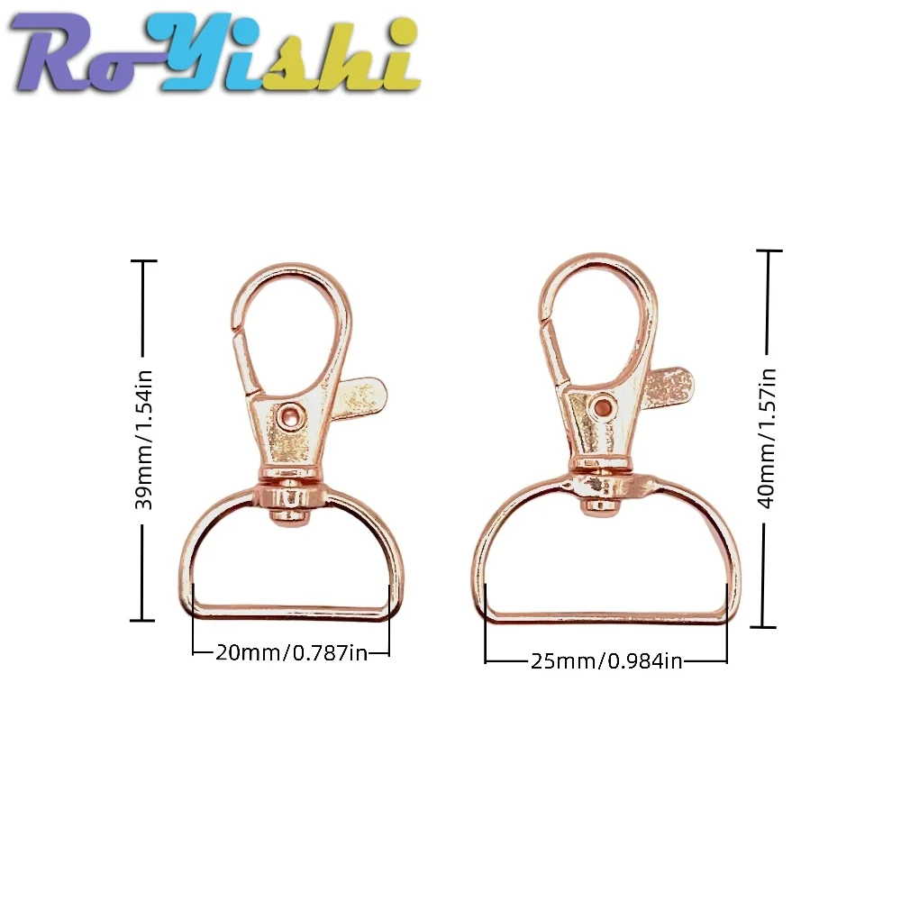 10 Pcs/Pack 20/25mm Swivel Clasp Lanyard Snap Hooks Keychain Clip Hook Metal Lobster Claw Clasps for Lanyard Key Rings Crafting