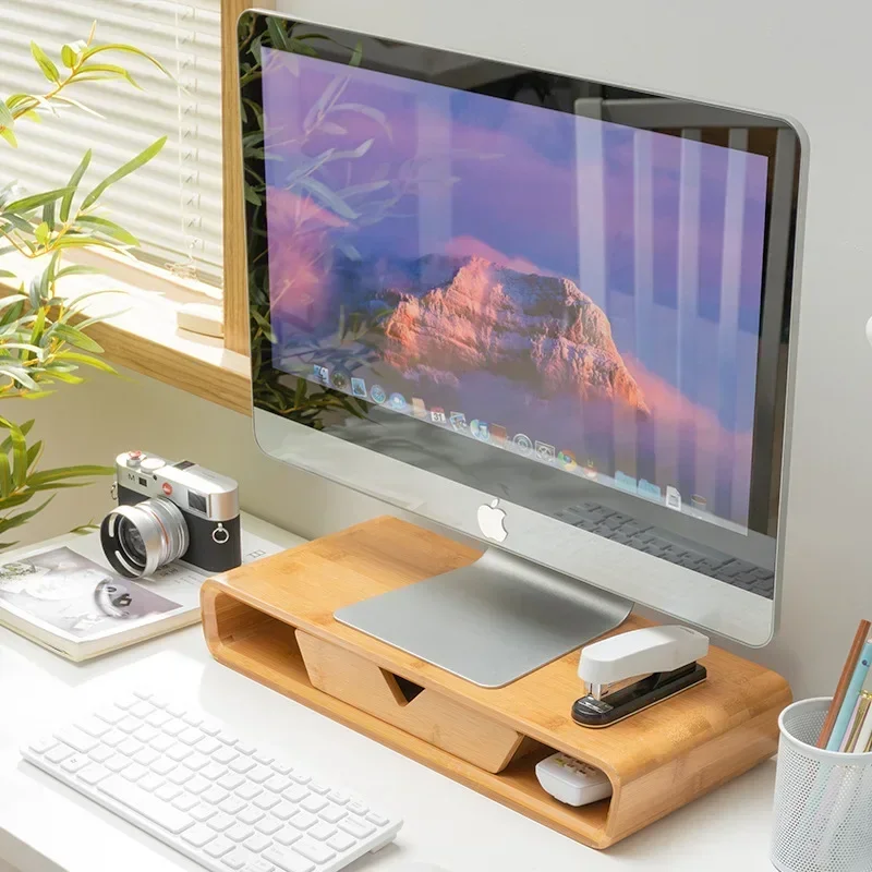 Curved computer monitor raised frame Desktop computer raised frame Office desk Keyboard storage bracket