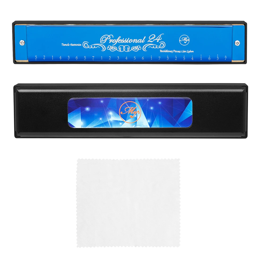 IRIN 24 Hole C Key Harmonica Professional ABS Resin Grid Harmonica for Beginners Music Instrument with Case Cleaning Cloth