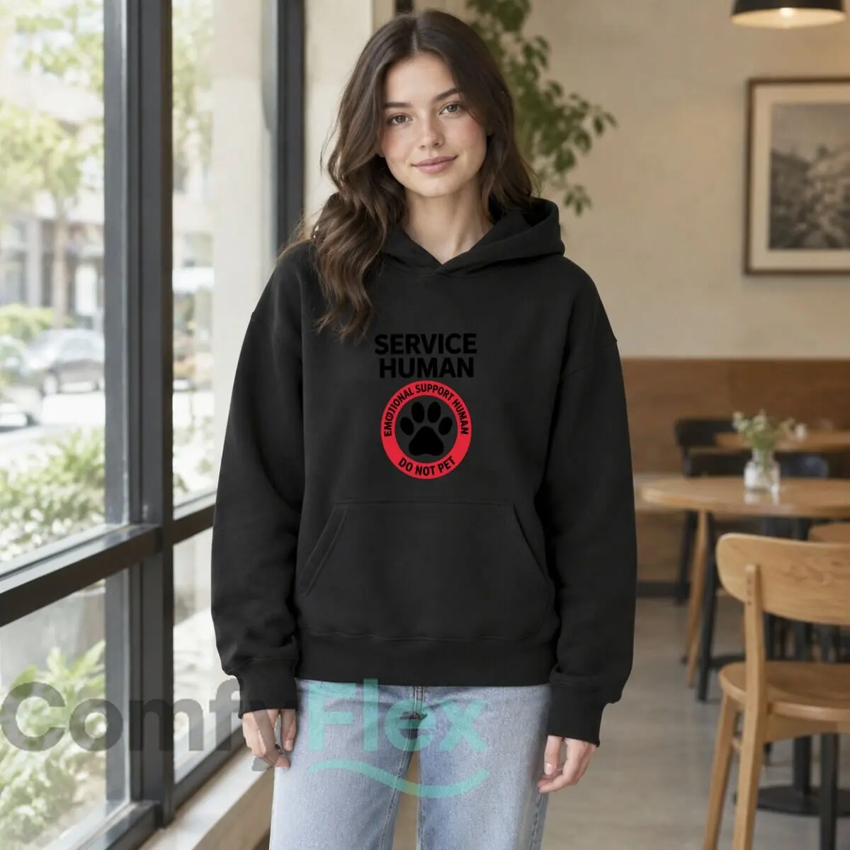 Service Human Emotional Support Do Not Pet Paw Autumn and winter new men's and women's hooded sweatshirts