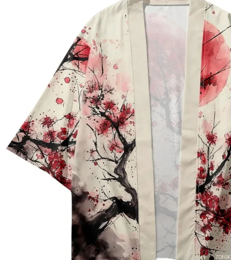 Chinese Style Flowers Print Kimono Japanese Streetwear Cardigan Women Men Harajuku Haori Top Shirts Yukata Asian Clothes image 5