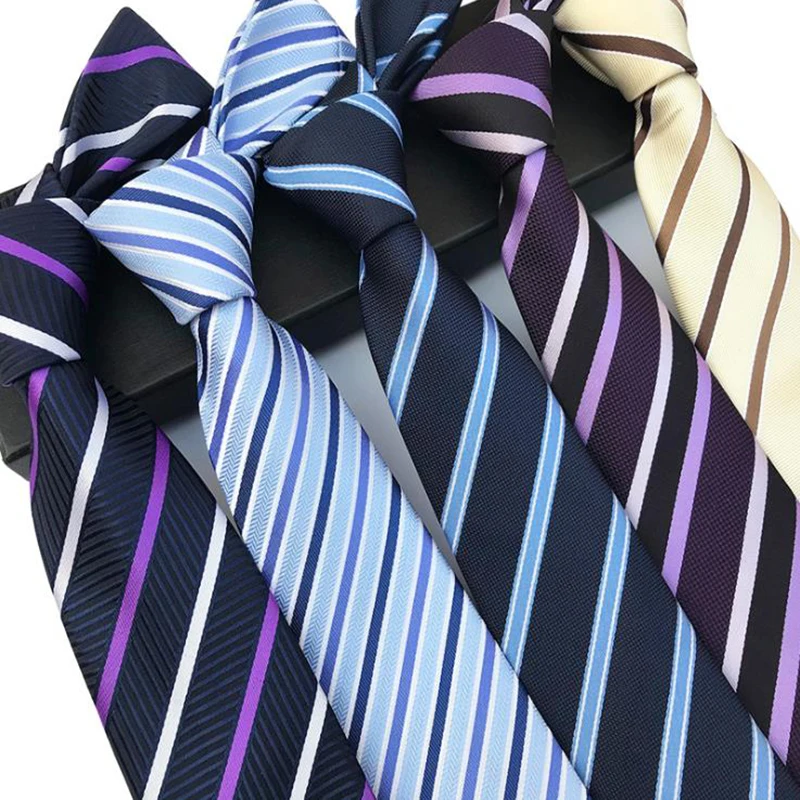 2023 New Fashion Striped Plaid Men's Tie Red Blue Grey Classic Neck Ties Leisure Business Wedding High Quality 8cm Silk Necktie