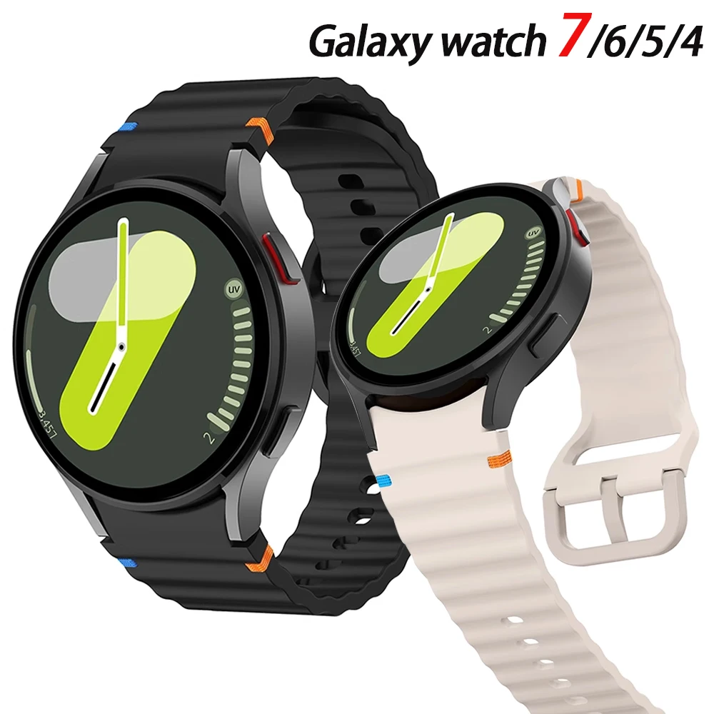 삼성 갤럭시 워치 7 스트랩 FE/5 프로/6/4 클래식 실리콘 스포츠 벨트 팔찌, 한국 갤럭시 워치 7 밴드, 44mm, 40mm