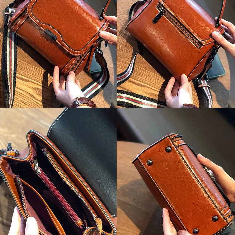 Real leather shoulder bag tide clamshell square three-dimensional large capacity senior women's handbag