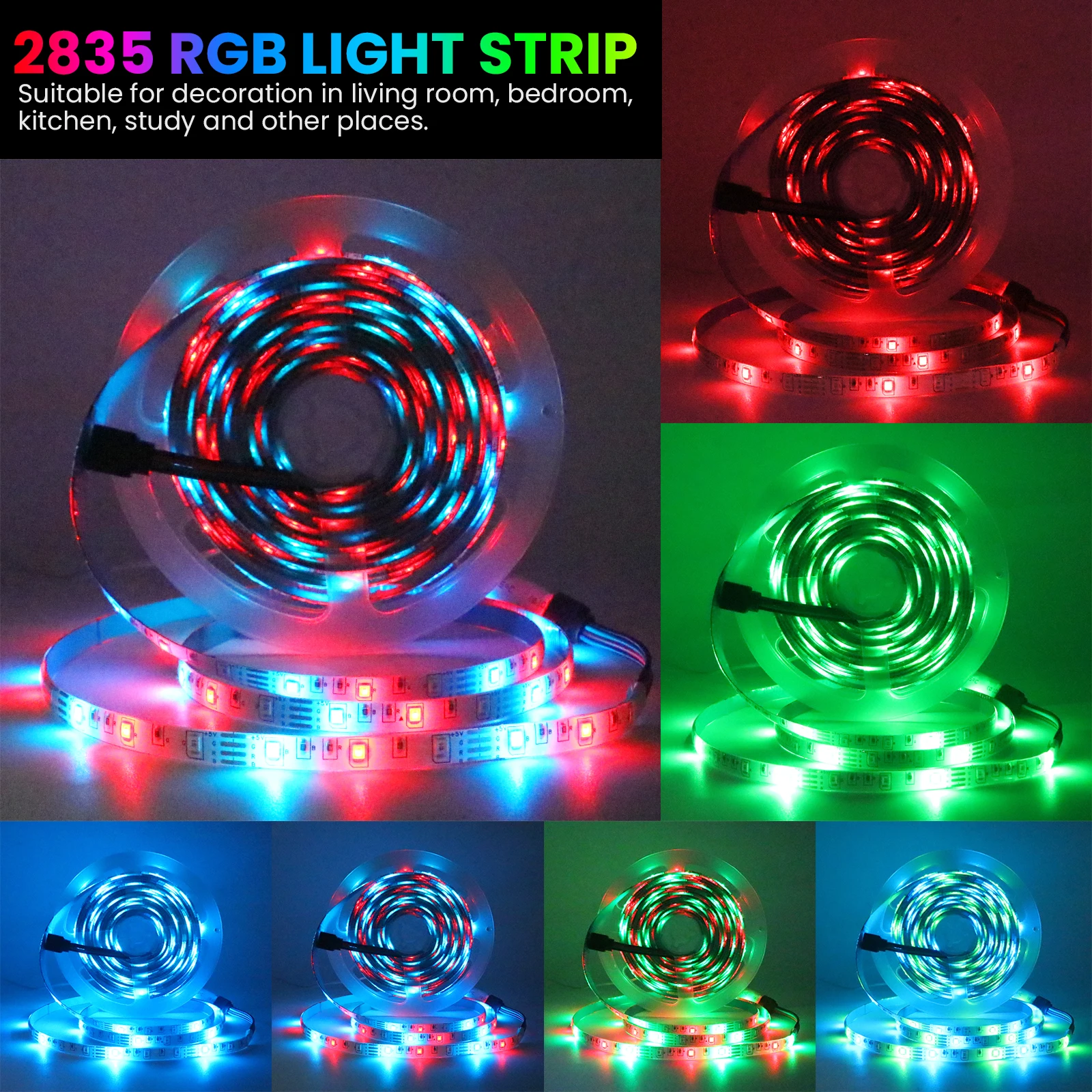 RGB 5050/2835 Led Strip Light Bluetooth with 24Keys Remote Kit Color Changing Flexible Ribbon Diode Tape Adhesive TV Backlights