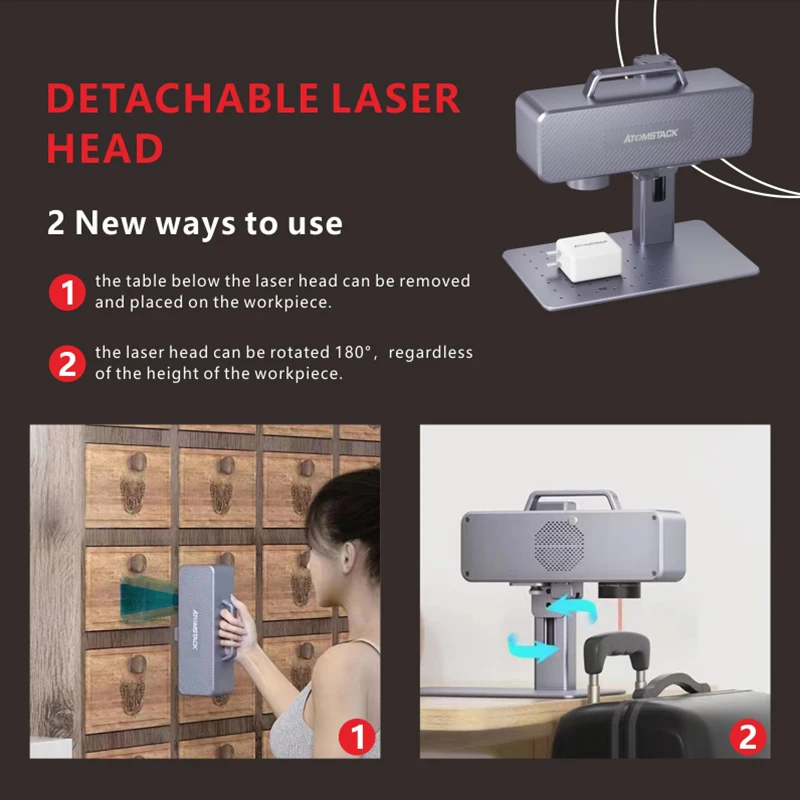 ATOMSTACK M4 20W macchina per incidere di marcatura Laser a fibra incisore per stampante portatile in plastica 2 in1 per gioielli interamente in