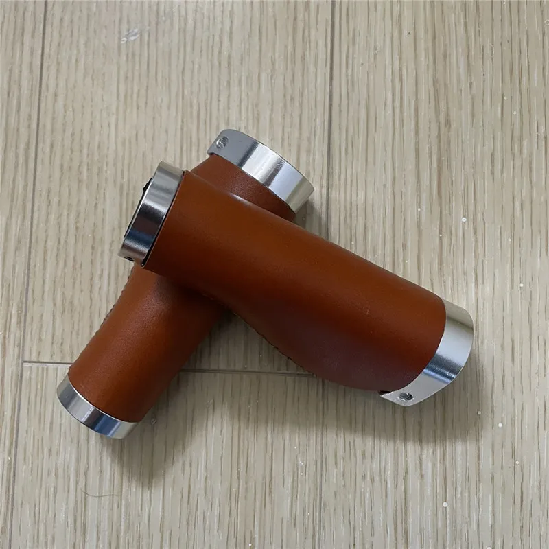 Handcrafted leather grips 100/110/120/130mm bicycle ergonomic grips for brompton handlebar cover