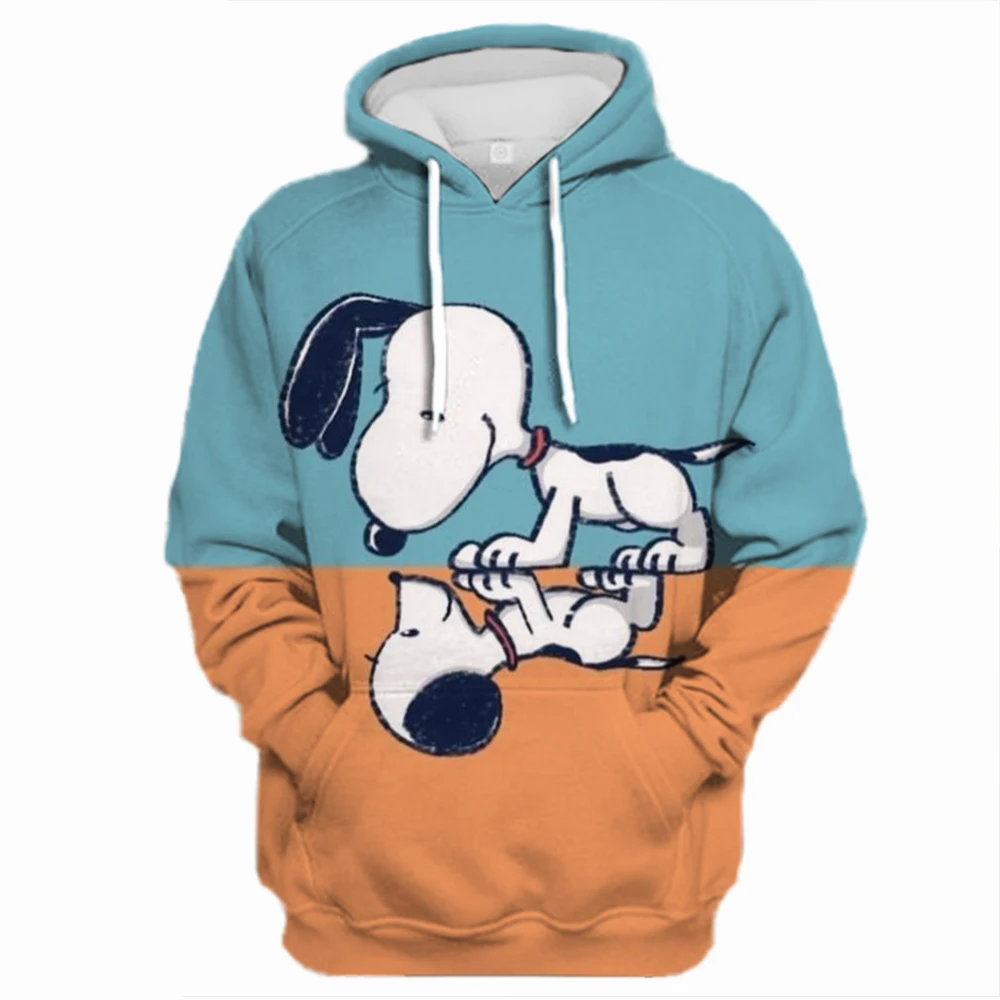 Snoopy Cartoon Anime Women Pullover Spring Autumn Women Round Neck Hoodie Clothes 2024 New Fashion White Couple Sweatshirt Tops