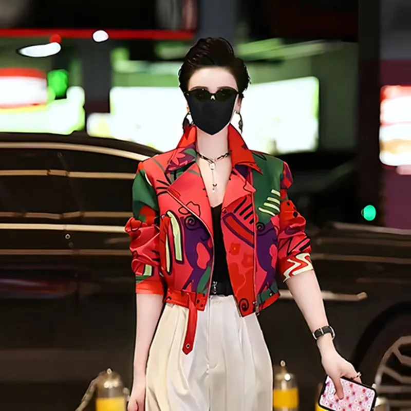 

2025 Women's Spring Stylish Printed Suit Jacket New High-end Design Sense Office Y2K Loose Casual Fashionable Street Top