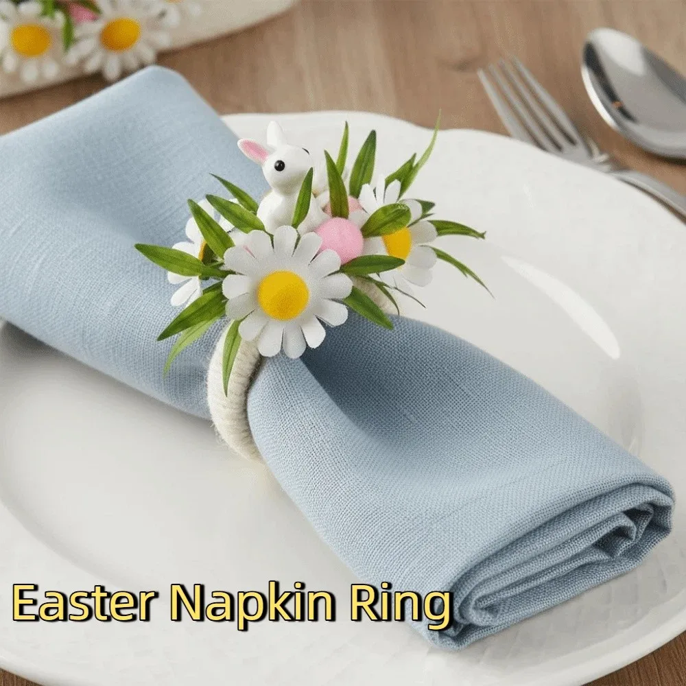 

Simulation Easter Napkin Ring Cartoon Bunny Shape Artificial Flower Napkin Ring Plastic Foam Cute Napkin Loops Family Gathering