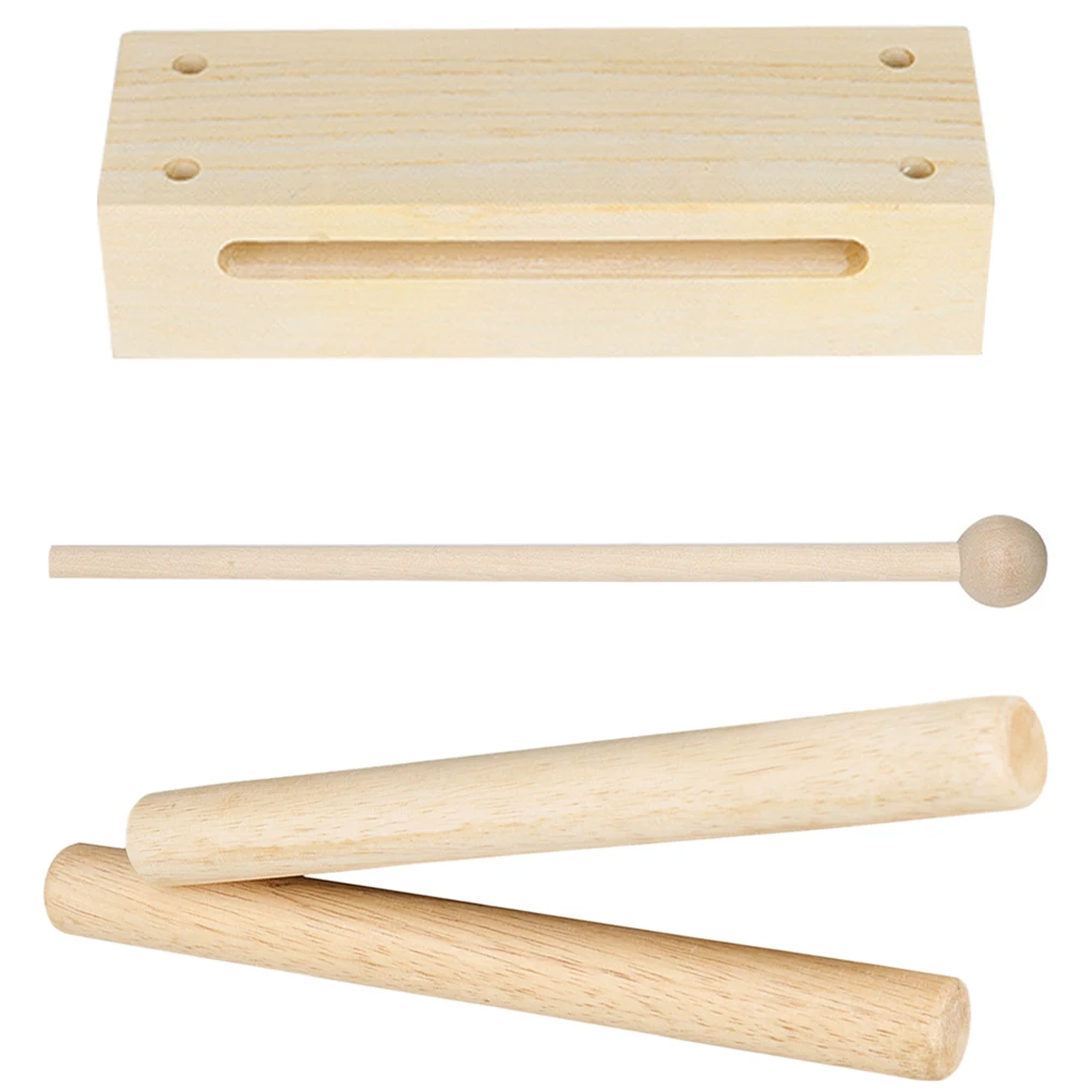 

Beech Square Buckle Kids Musical Instruments Rhythm Sticks Wooden Fish Percussion Child Block Drumsticks Mallets