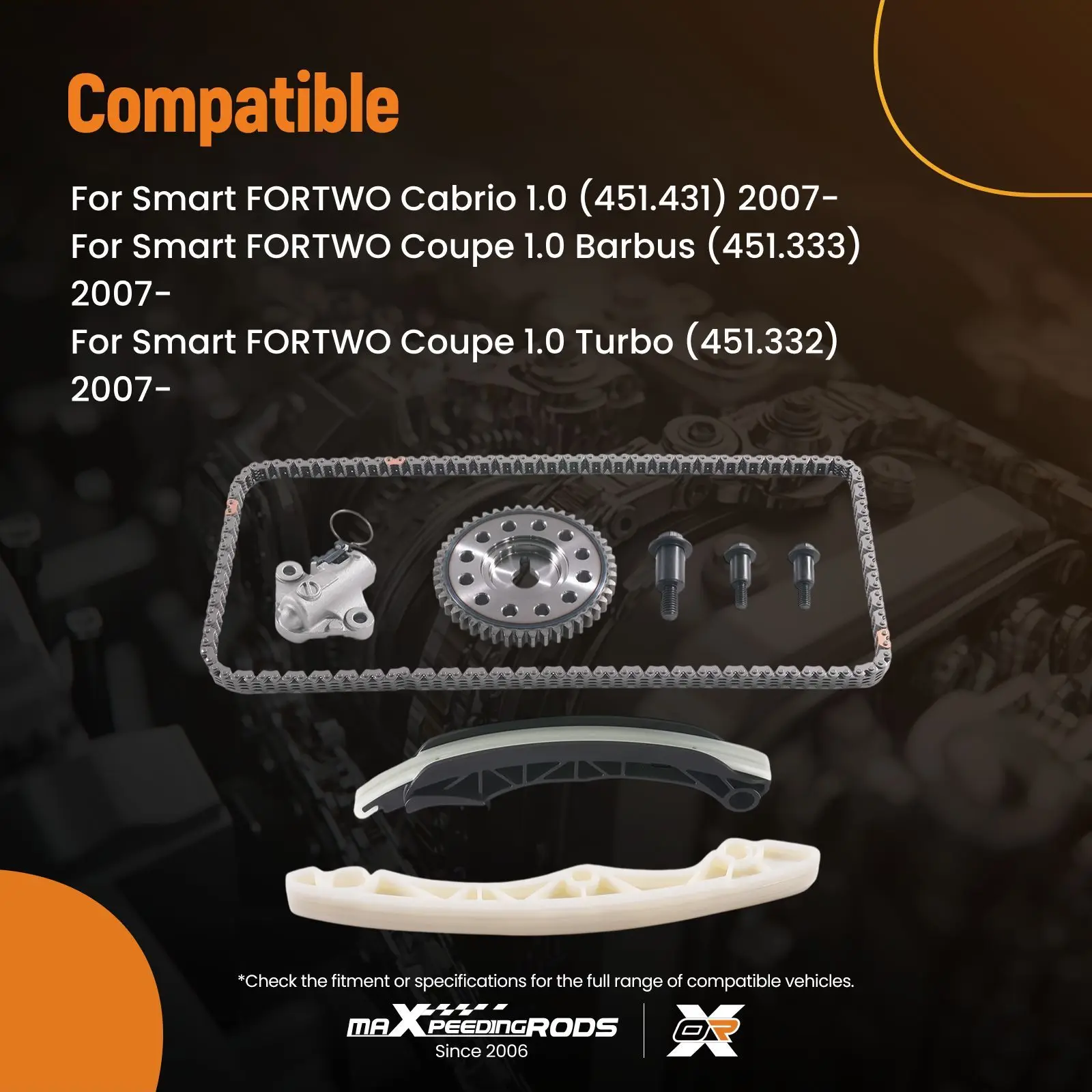 Timing Chain Kit for Smart FORTWO Cabrio 1.0 2007+ 4A92 150 Chain Links