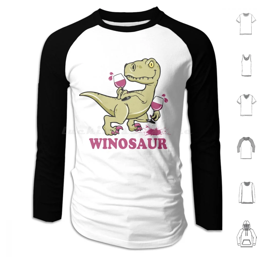 Winosaur sudaderas con capucha de manga larga Winosaur amantes del vino vino para amantes del vino Cabernet Merlot Malbec dinosaurio lindo dibujos animados rojo
