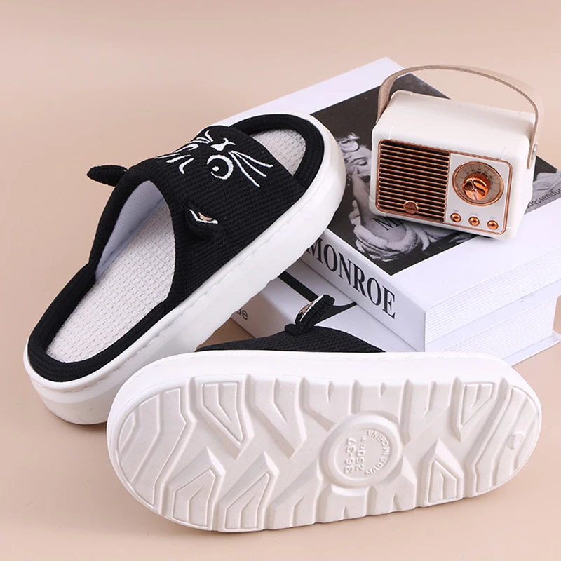 EVA Platform Slippers Women Home Flat Spring Summer Cat Cartoon Designer Shoes Girls Indoor Slides Soft Non-Slip Floor Open Toe