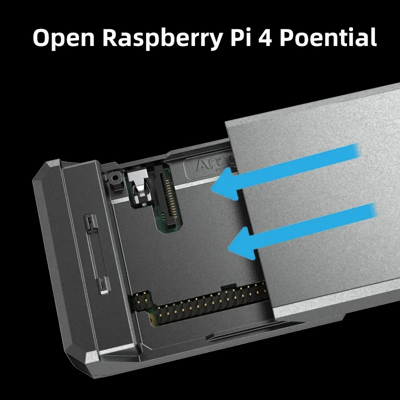 Argon NEO Raspberry Pi 4เคสอลูมิเนียมฝาแม่เหล็กเลื่อนเปลือกโลหะแบบพาสซีฟระบายความร้อนพัดลมเสริมสำหรับ Pi 4 B