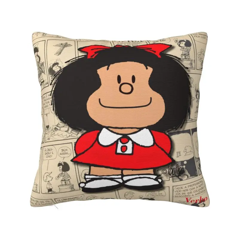 

Vintage Mafalda Manga Luxury Pillow Cover Quino Comic Cartoon Cushion