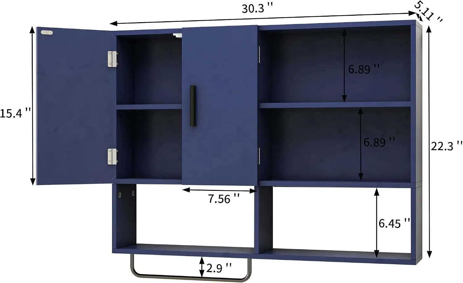 Wall-Mounted Blue Bathroom Medicine Cabinet and Storage Cabinet