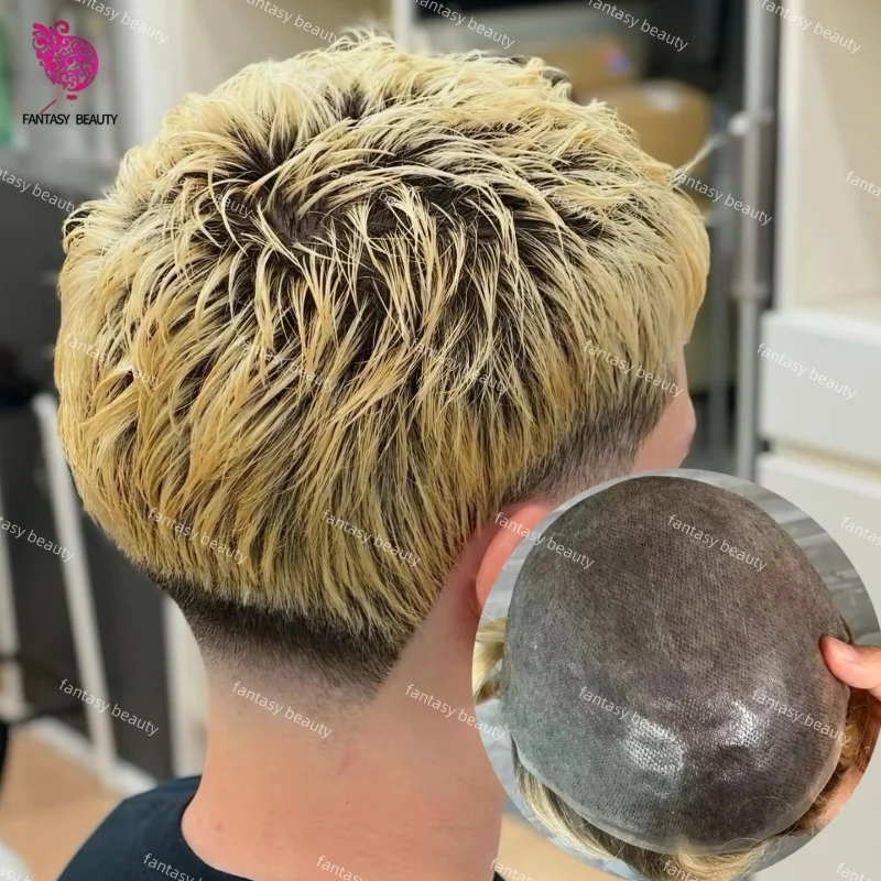 

Мужские парики с V-образной петлей 0,06-0,08 мм, плотность 130%, 4T/613, омбре, блондинка, коричневый с черными корнями, 100% индийский протез человеческих волос, парик