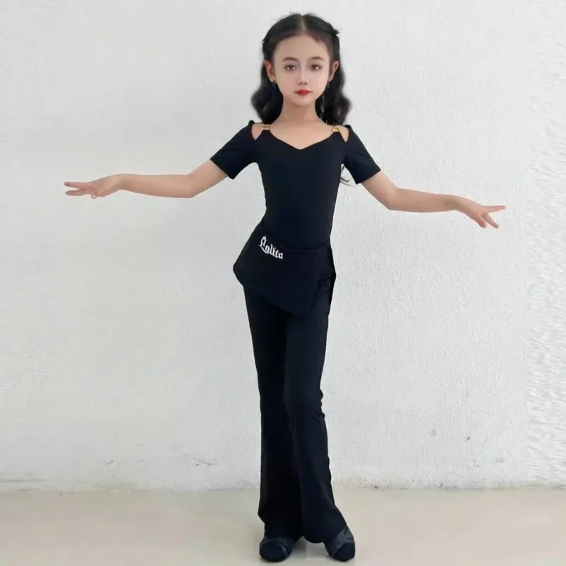 Latin Dance Outfit Set New Arrival Short Sleeve Top & Dance Pants Stylish Dancewear Training Practice Stage Performance Costume