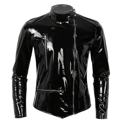 Spring Autumn Leather Jacket Men Stand Collar Slim Pu Leather Jacket Fashion Motorcycle Causal Coat Mens Moto Biker overcoat