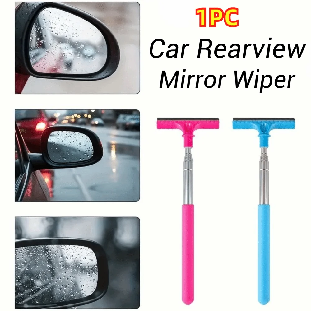 Retractable Car Rearview Mirror Wiper Handheld Portable Window Cleaning Brush Stainless Steel Auto Glass Mist Cleaner