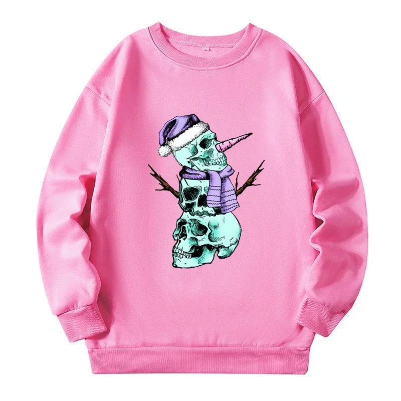 150kg Plus Size Women Sweatshirt Fun Skull Snowman Women's Sweat-shirt Spring Autumn 2024 Streetwear Large Size Pullover