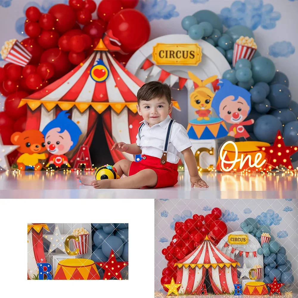 VIKAMA First Birthday Circus Tapestry Scene Baby Party Backdrop Wall Instagram-Style Parent-Child Photography Theme