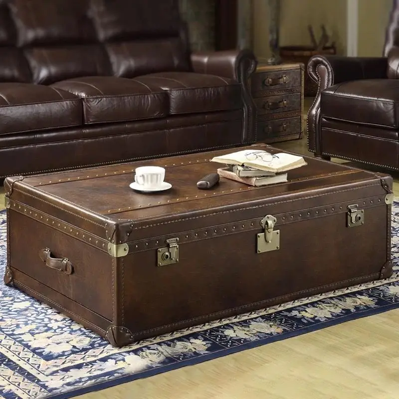Leather Case Coffee Table Leather Cigar Bar Reception Room Storage Coffee Table