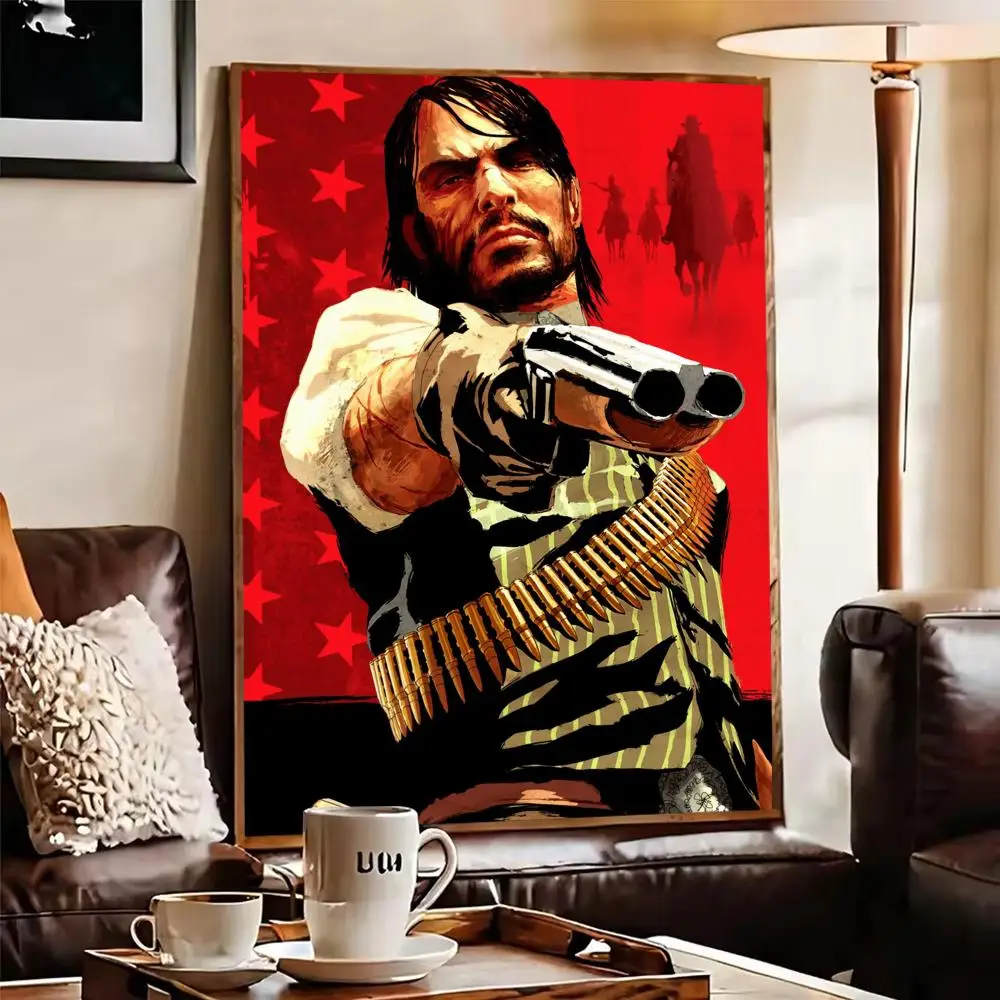 ملصق R-Red Dead Redemption 2 ملصق مثالي ذاتي اللصق مصمم لمساحات مكتب الطعام المنزلية