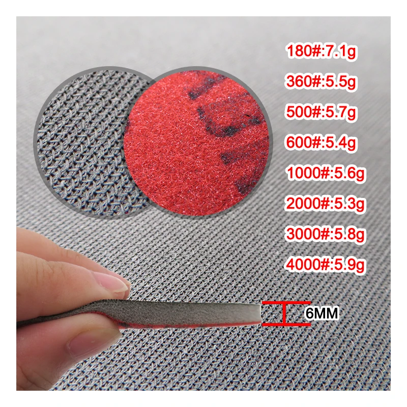 Mirka Abralon 5 Inch Sponge Sangding Disc 8A-241 Foam Hook and Loop Round Sandpaper 180-4000 Grit 150mm Elastic Polishing