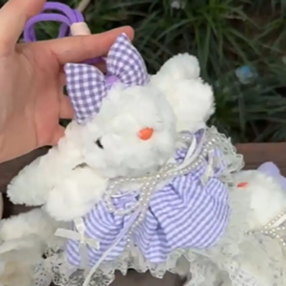 

Bow Plush Rabbit Keychain Princess Pearl Dress Stuffed Rabbit Doll Keyring Cartoon Kawaii Drooping Ear Rabbit Pendant Girl's Toy