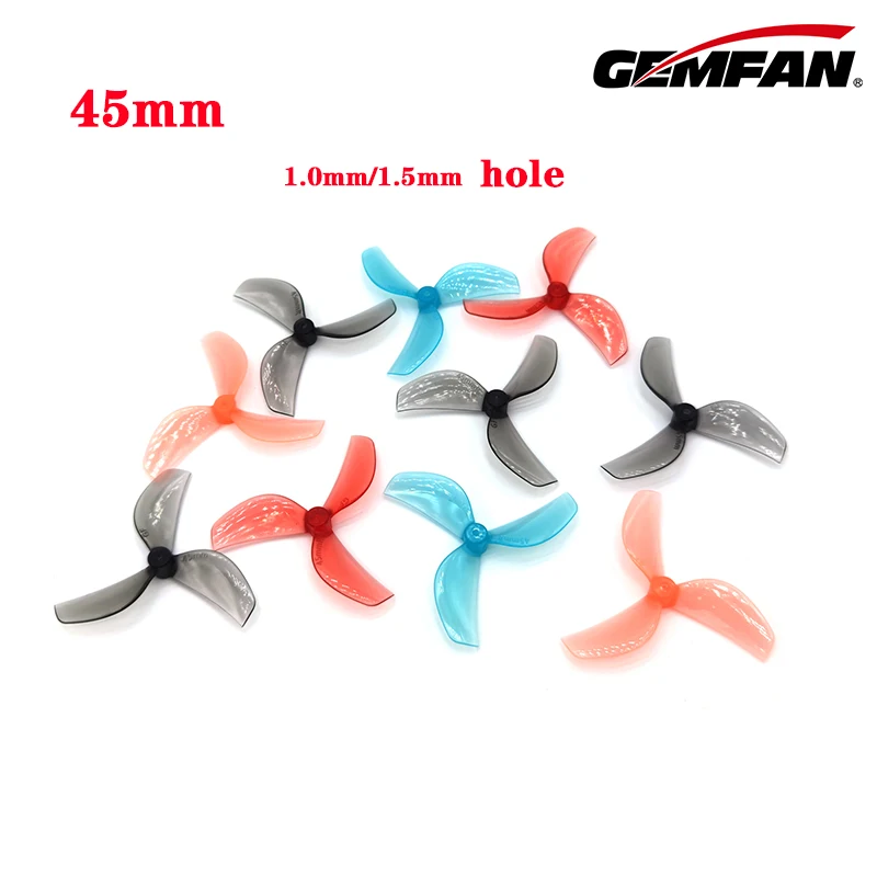 12Pairs Gemfan 45mm 2Blade / 3Blade PC Propeller T-Mount 1mm 1.5mm for FPV Freestyle Tinywhoop Drones DIY Parts