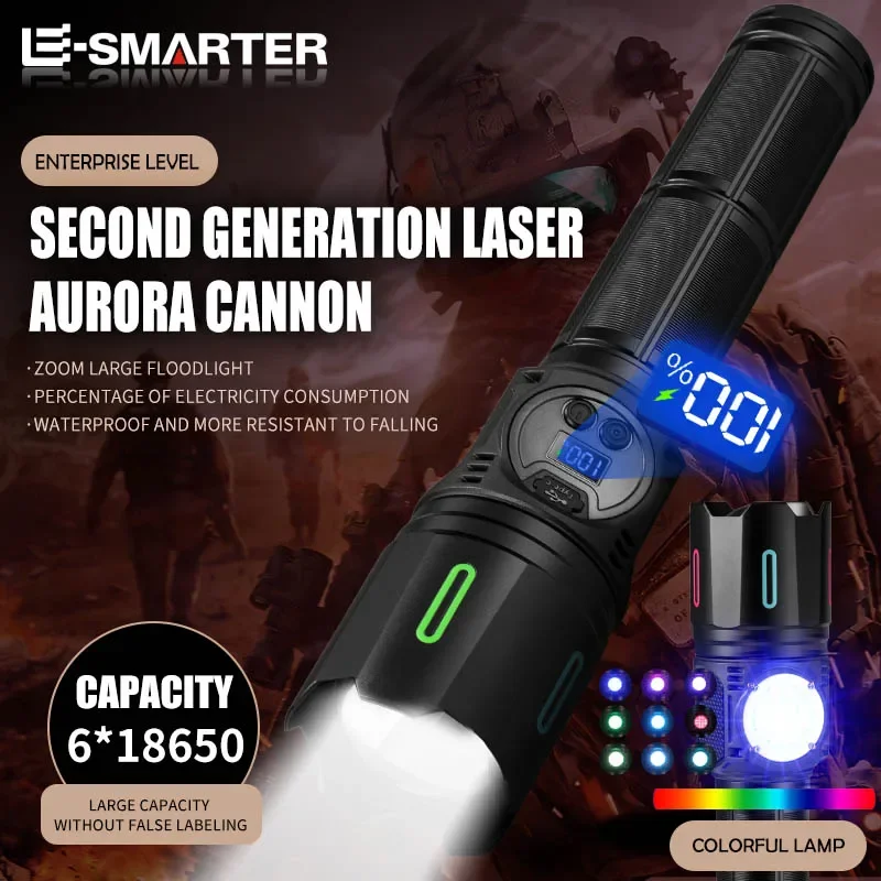 

Strong Light Flashlight Patrol Camping Outdoor Lighting Flashlight White Laser Long-Range Aluminum Alloy Camping Light