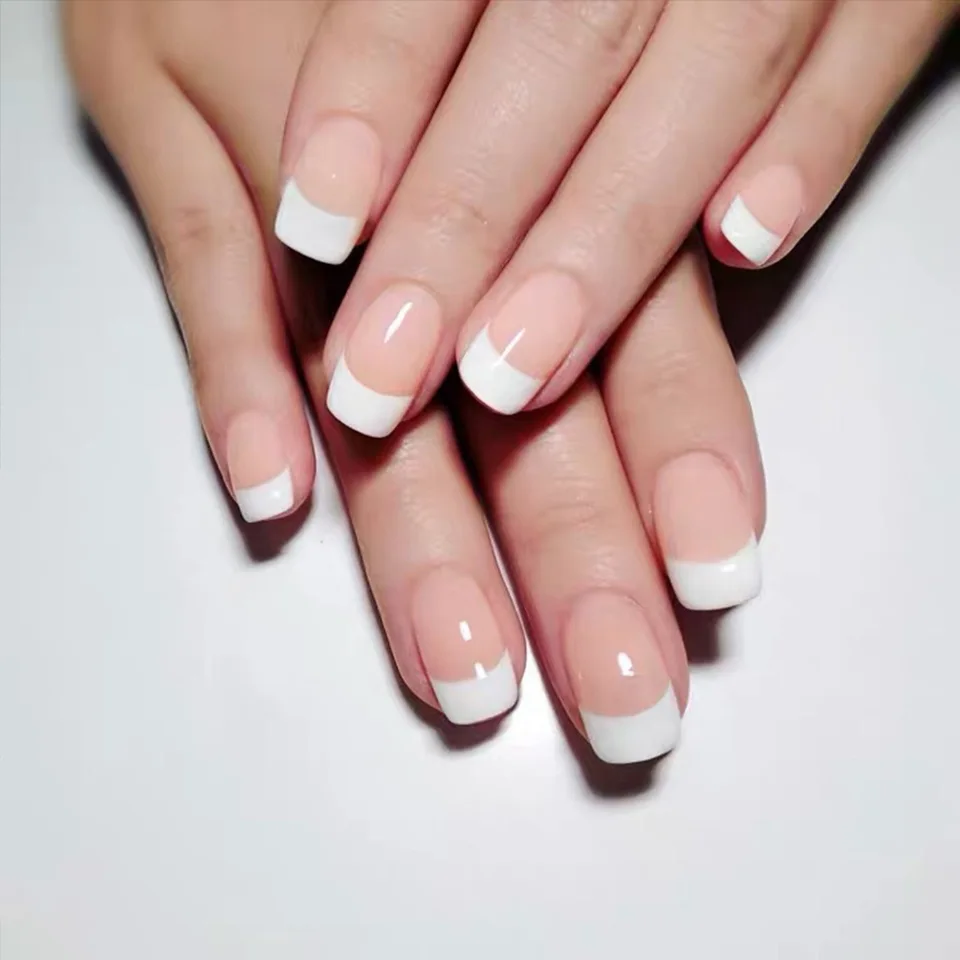 24 piezas de uñas postizas de estilo francés (pegatinas de uñas falsas de moda), acompañadas de 1 pegamento de gelatina y 1 lima de uñas 3