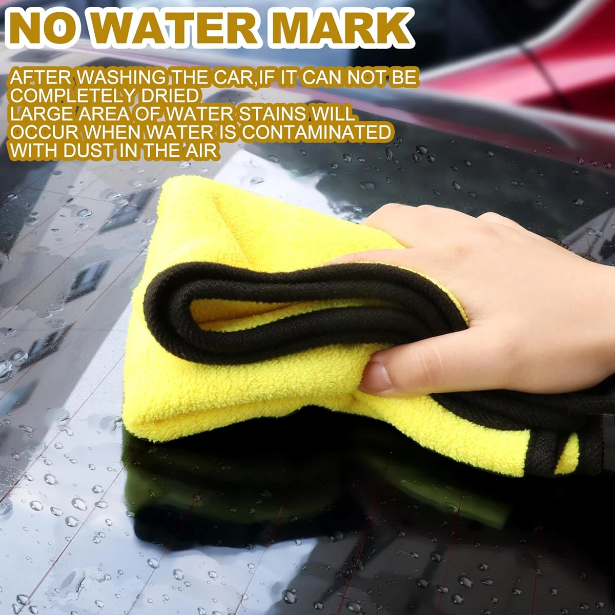 Double-Sided Microfiber Car Cleaning Towel, Super Absorbent Lint-Free Thickened Cloth for Auto Detailing