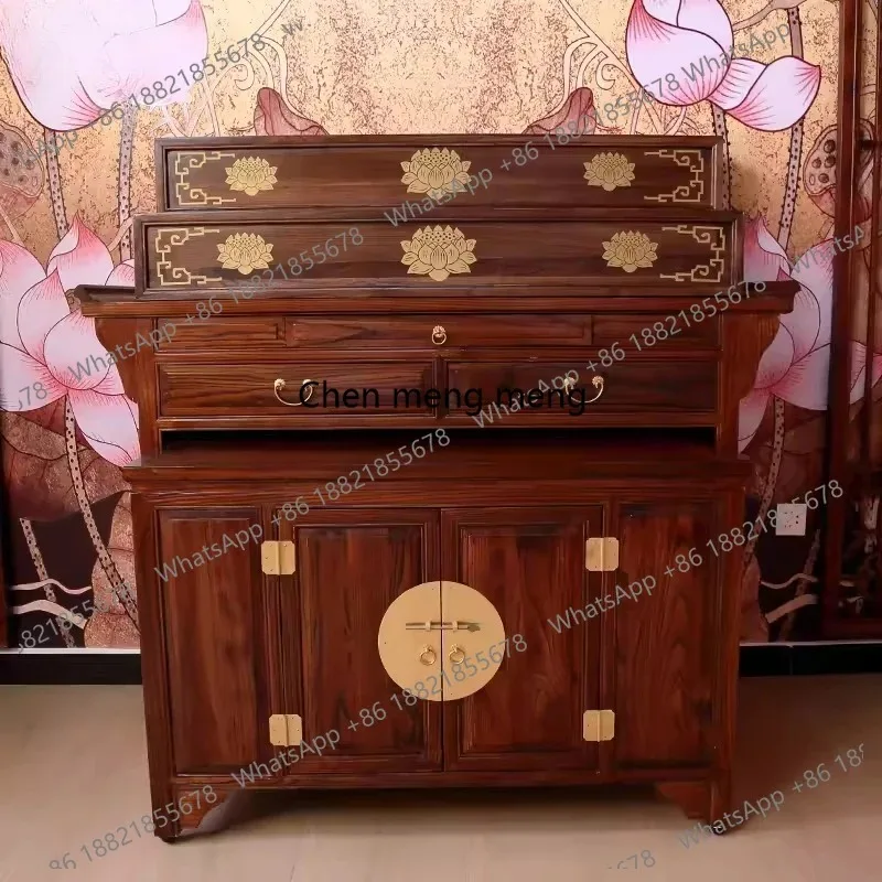 K153 Chinese-style solid wood table ancestor, case shrine Tiaoji rural household gold-painted multi-layer heightening ladder