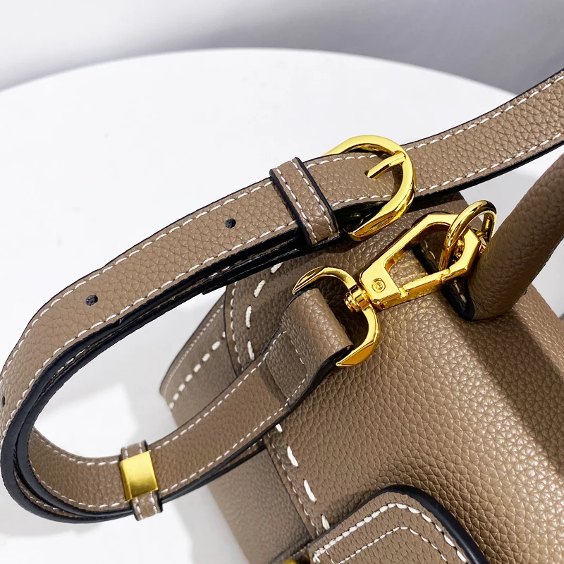 Classic Bags For Women Luxury Designer Handbag And Purse 2024 New In PU Lychee Texture Belt Buckle Stitching Top Handle Shoulder