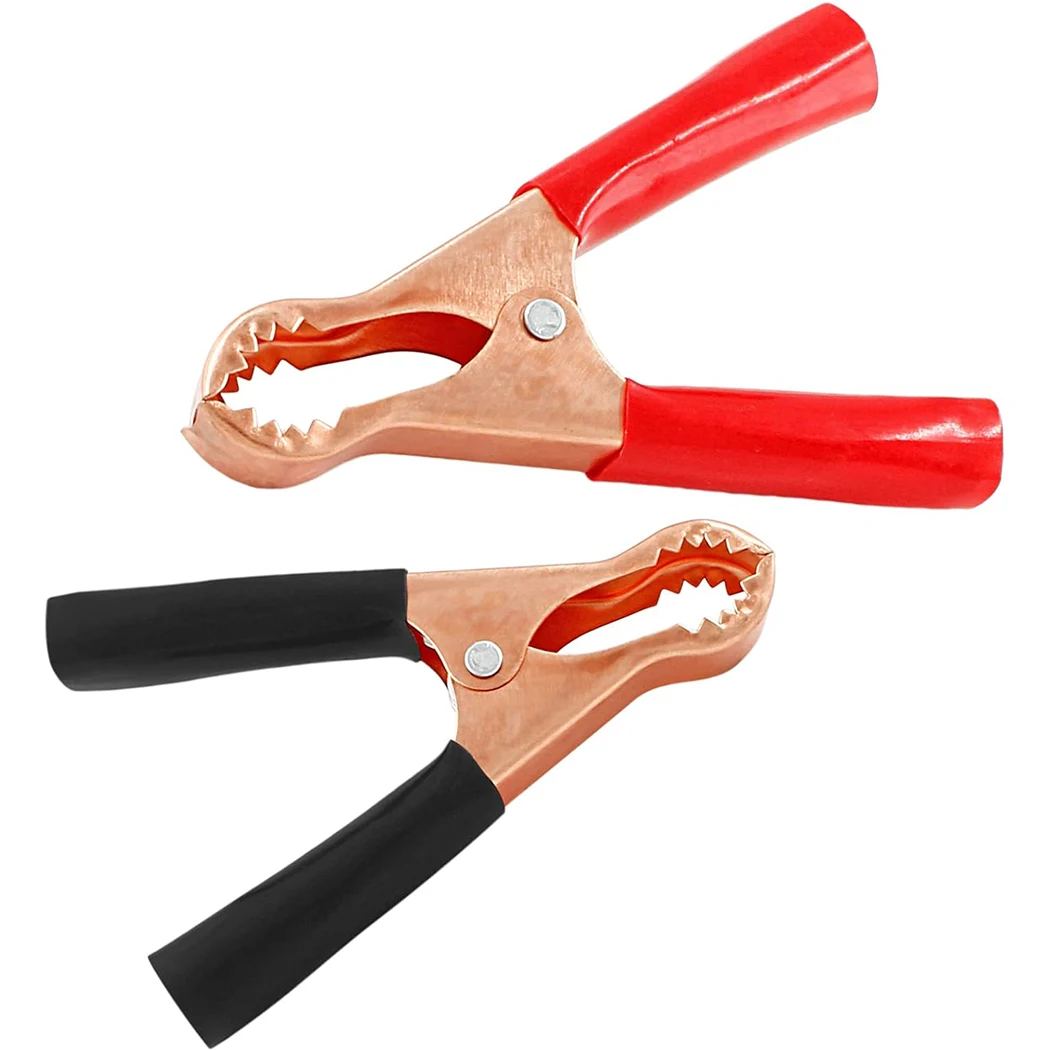 2 pçs 50a vermelho + preto bota de metal primavera carregado caminhão carro bateria clipes de teste elétrico melhor promoção clipes jacaré