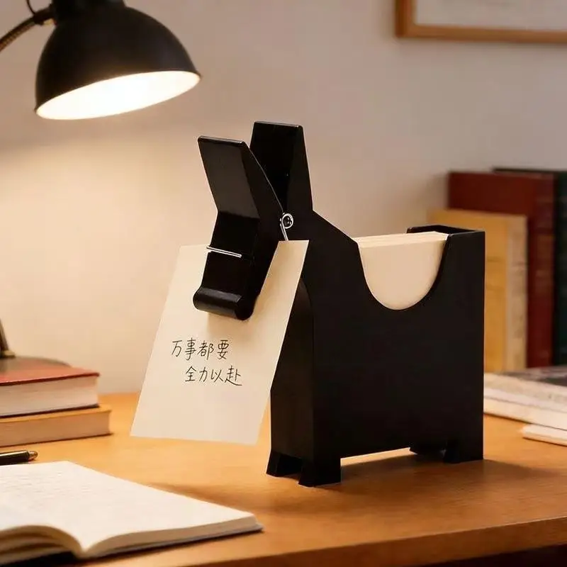 Cute Horse Shaped Desktop Memo Holder With Note Clip: Sticky Note Storage Office Desk Home Study