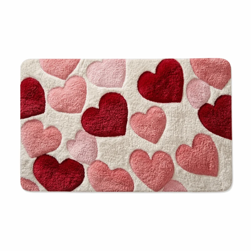 Wear-resistant Flower Bathroom Mat Letter Anti Slip Floor Mat Love Heart Decoration Absorbent Mat Laundry Room